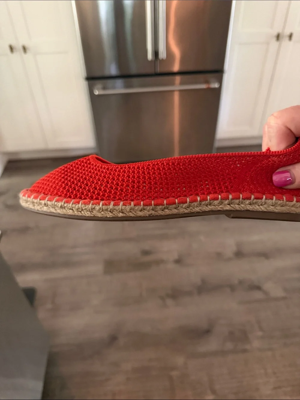 Red Knit Espadrille Flats - Women's Slip-On Comfort